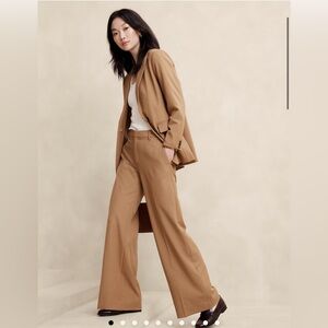BR sculpted stretch linen blended wide-leg pant